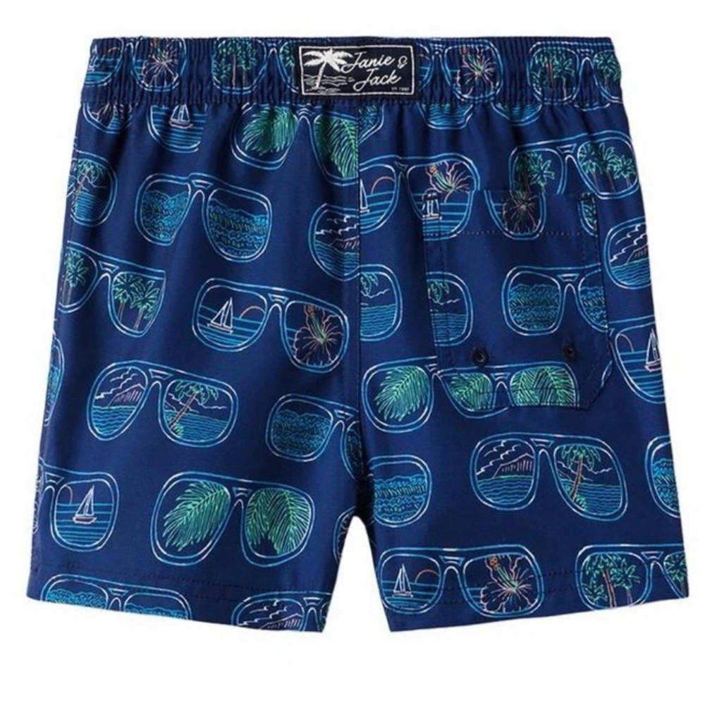Janie and Jack Navy Sunglasses Print Swim Trunks